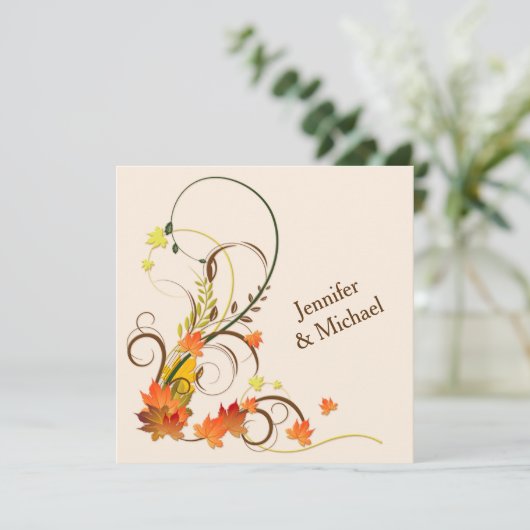 Abstracte herfstleien, wijnstokken, uitnodiging 2 (Staand voorkant)