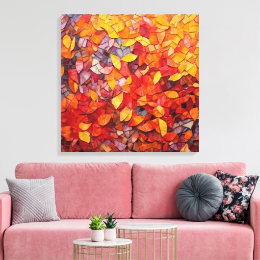 Abstracte herfstmozaïek Fine Art Canvas Afdruk (Insitu (Woonkamer))