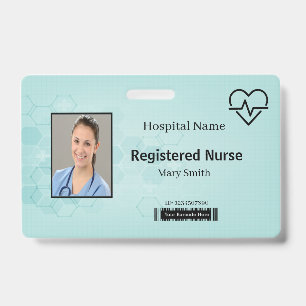 Abstracte Hexagon Medical Heat Beat Lifeline ID Badge