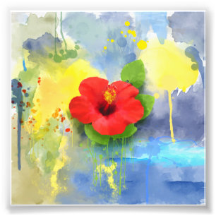 Abstracte Hibiscus Flower Foto Afdruk