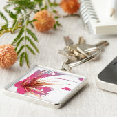 Abstracte Hibiscus Flower Sleutelhanger (Zijkant)