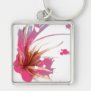 Abstracte Hibiscus Flower Sleutelhanger