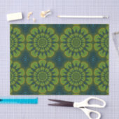 Abstracte Hippie Green & Navy Blue Flowers Ethnic Tissuepapier (Craft)