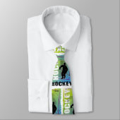Abstracte Hockey Player Blue en Green Stropdas (Gebonden)