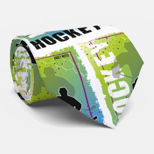 Abstracte Hockey Player Blue en Green Stropdas