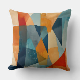 Abstracte hoeken van blauw en Sinaasappel Kussen