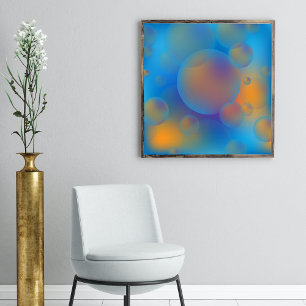 Abstracte holografische blauwe Oranje gradiënt bub Poster