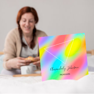 Abstracte Holografische Rainbow Geometry Square Vierkante Visitekaartje