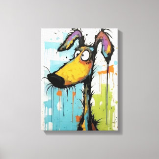 Abstracte Hond Houten Ingelijste Canvas Print