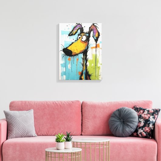 Abstracte Hond Houten Ingelijste Canvas Print (Insitu (Woonkamer))