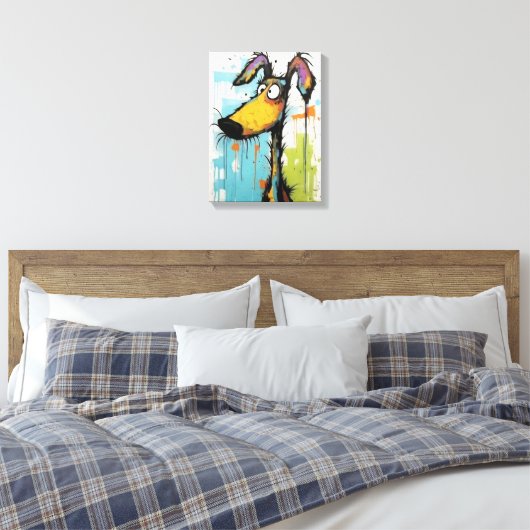 Abstracte Hond Houten Ingelijste Canvas Print (Insitu (Slaapkamer))