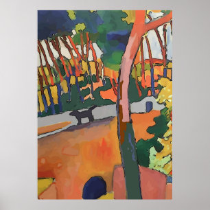 Abstracte hond op brug poster