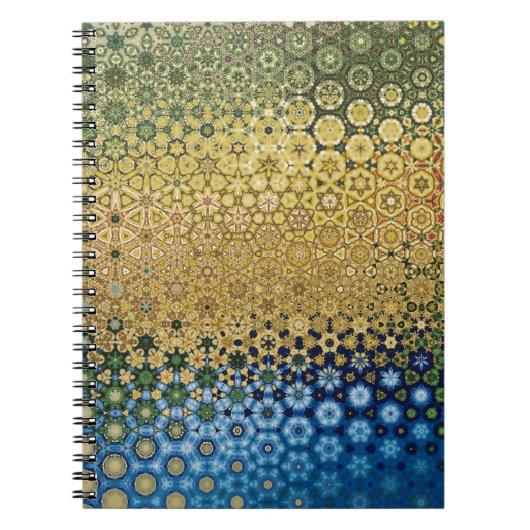 Abstracte honingraatgele en blauwe patroonkunst notitieboek (Voorkant)