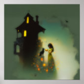 Abstracte Hoorns Kattenhuis Witchy AI Art Matte Va Poster (Voorkant)