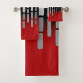 Abstracte horizon, rood, lichtgrijs, zwart bad handdoek (Insitu)