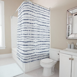 Abstracte horizontale lijnen van het schip Blue Sh Douchegordijn