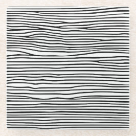 Abstracte horizontale lijnen_zwart glazen onderzetter