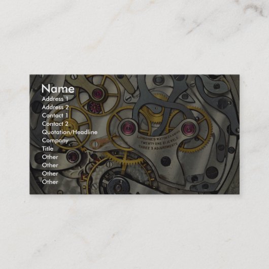Abstracte horlogeversnellers visitekaartje (Voorkant)