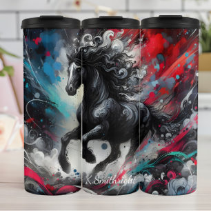 Abstracte Horse Dynamic Paint Splatter Thermosbeker