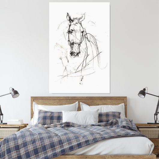 Abstracte Horse Portrait Sketch - Premium Canvas Afdruk (Insitu (Slaapkamer))