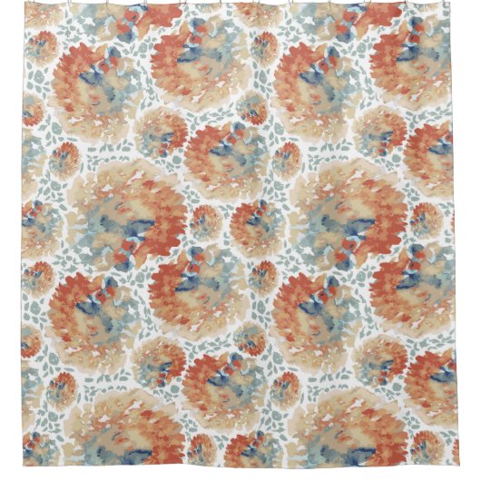 Abstracte hortensia bloeit in herfstkleuren douchegordijn (Voorkant)