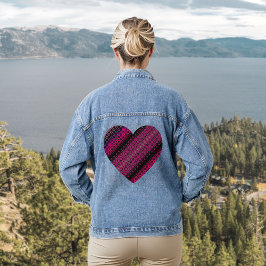 Abstracte Hot Pink Pattern Denim Jacket