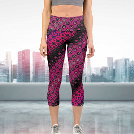 Abstracte Hot Pink Pattern High Waisted Capris