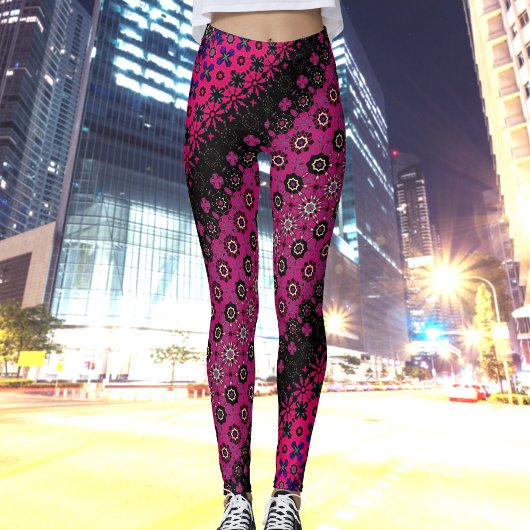 Abstracte Hot Pink Pattern Leggings