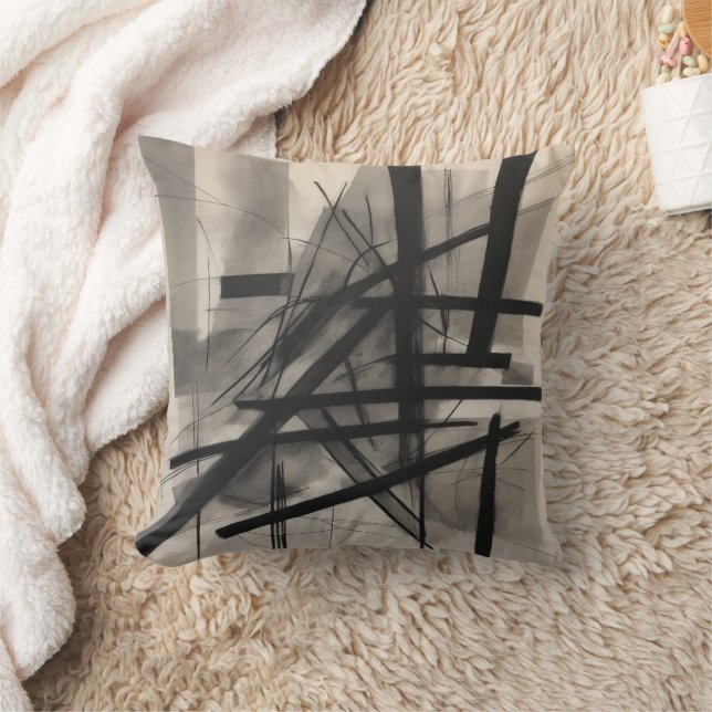 Abstracte houtskool schetsen vet lijnen gebaren kussen (Deken)