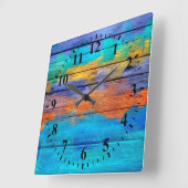  Abstracte houtverf #4 Vierkante Klok (Hoek)