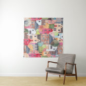 Abstracte huizen: Waterverf naadloze achtergrond. Wandkleed (In Situ (horizontaal))