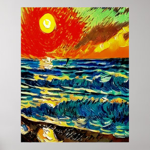   Abstracte illustratie Beach Sunrise Poster