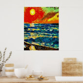   Abstracte illustratie Beach Sunrise Poster (Keuken)