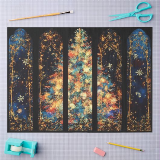 Abstracte illustratie van de kerstboom in Windows Tissuepapier (Craft)