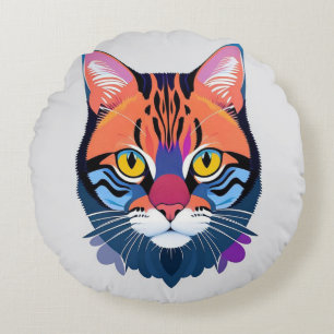 Abstracte illustratie van een kattengezicht rond kussen