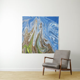 Abstracte illustratie voor kleurrijk landschap B Wandkleed