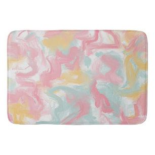 Abstracte Impasto verf koraal geel turquoise Badmat