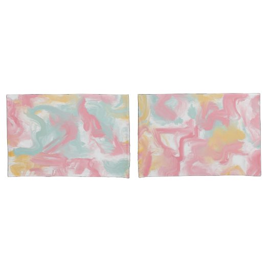 Abstracte Impasto verf koraal geel turquoise Kussensloop (Voorkant-Set)