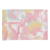 Abstracte Impasto verf koraal geel turquoise Kussensloop (Voorkant-Rechts)