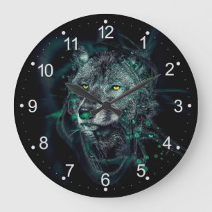 Abstracte indiaanse wolf grote klok