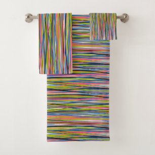 Abstracte Indiase Boho-lijnpatroon Bad Handdoek