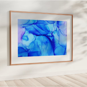 Abstracte Indigo Amethyst Modern Ink Art Poster