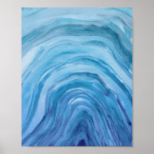Abstracte Indigo Blue Agate II Waterverf Art Poster