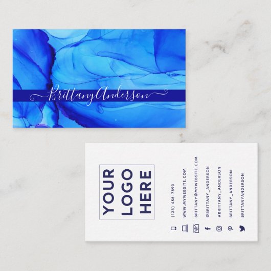 Abstracte Indigo Blue Custom Unique Agaat Visitekaartje (Voorkant / Achterkant)