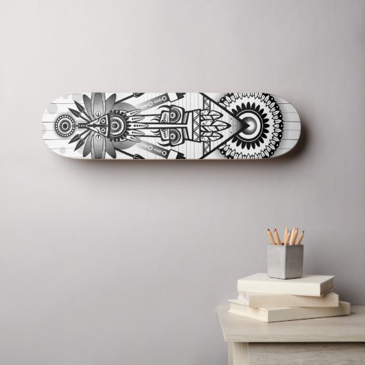 Abstracte inheemse Indische stam Skateboard (Muurkunst (Horizontaal))