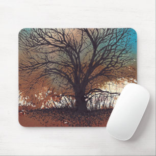 Abstracte Ink Waterverf Landschap Tree Art Muismat