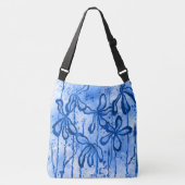 Abstracte Inked Flowers Blauw Crossbody Tas (Voorkant)