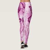 Abstracte Inked Flowers roze Leggings (Achterkant)