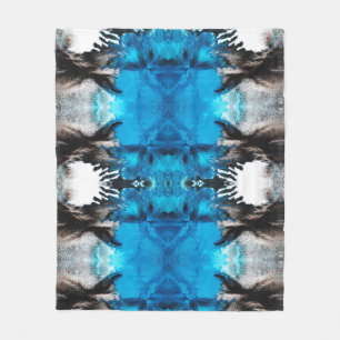 Abstracte inkt inktsleuf blauw zwart wit fleece deken
