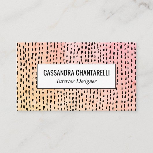 Abstracte inkt stip roze goudwaterverf visitekaartje (Voorkant)
